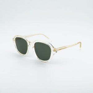 Loewe LW40163I 57N Sunglasses Transparent Yellow Square Frame, Green Lenses